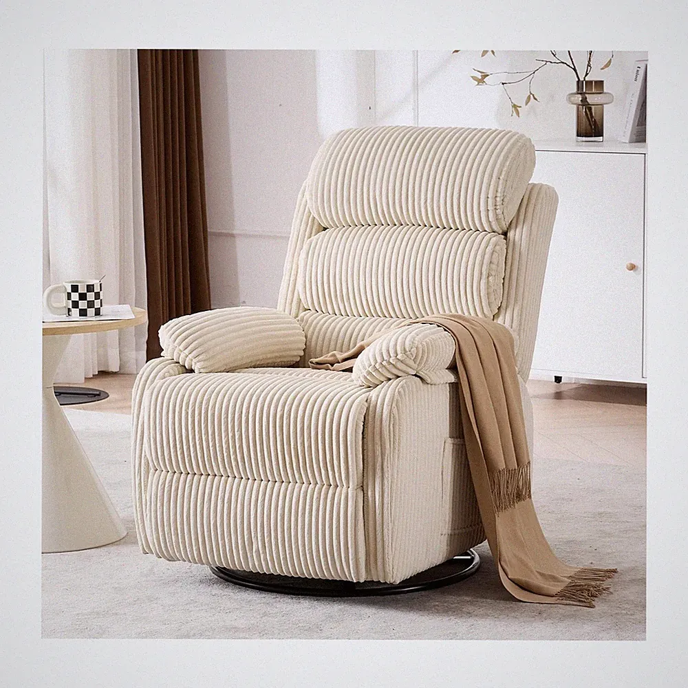 Adult 360° Rocking Recliner Chair，Nursery Rocker Reclining Chair wit