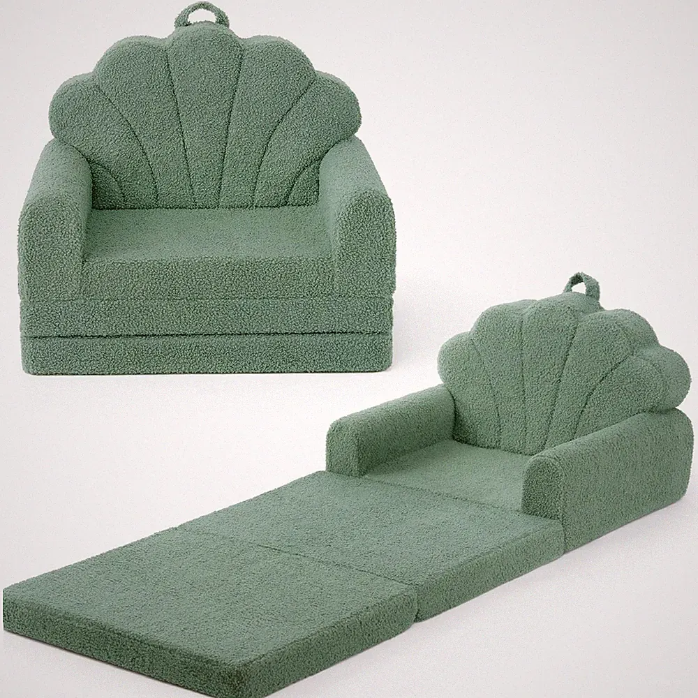 Blissful Diary Kids Couch, 2-in-1 Soft Toddler Couch Fold Out, Toddler Chair