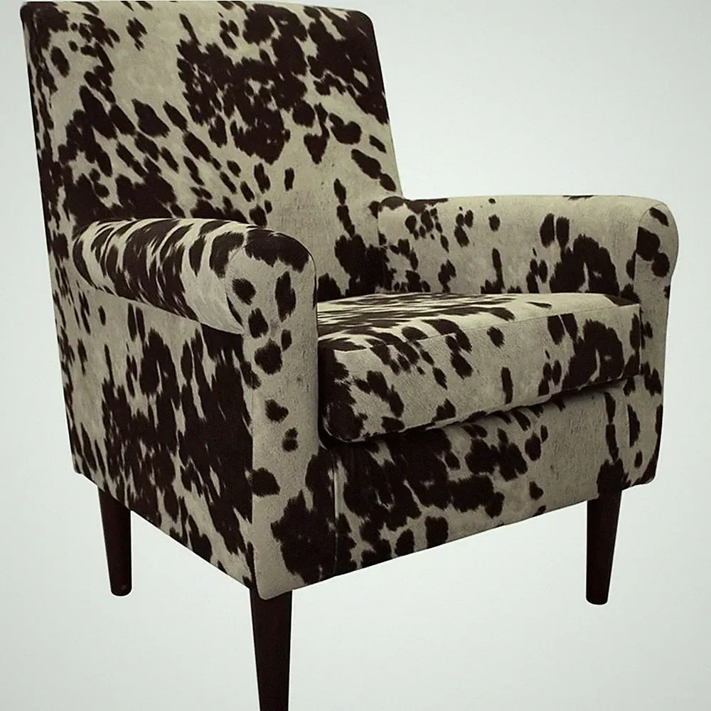 Fox Hill Trading Ellis 17.5"H Fabric Rolled Arm Lounge Chair in Cowhide Brown