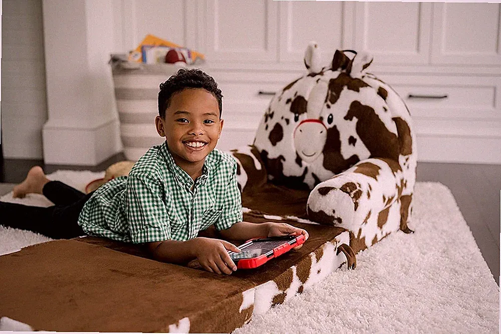 Soft Landing Kids Cow-Print Fold-Out Sleeper Sofa - Plush Lounger & Chair in One